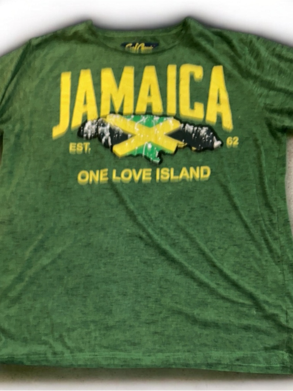 Vintage Jamaica Graphic Tee with Yellow Print